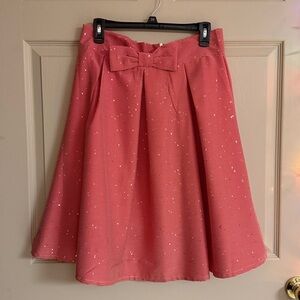 Elegant red white stripe Bow Skirt with silver sequins